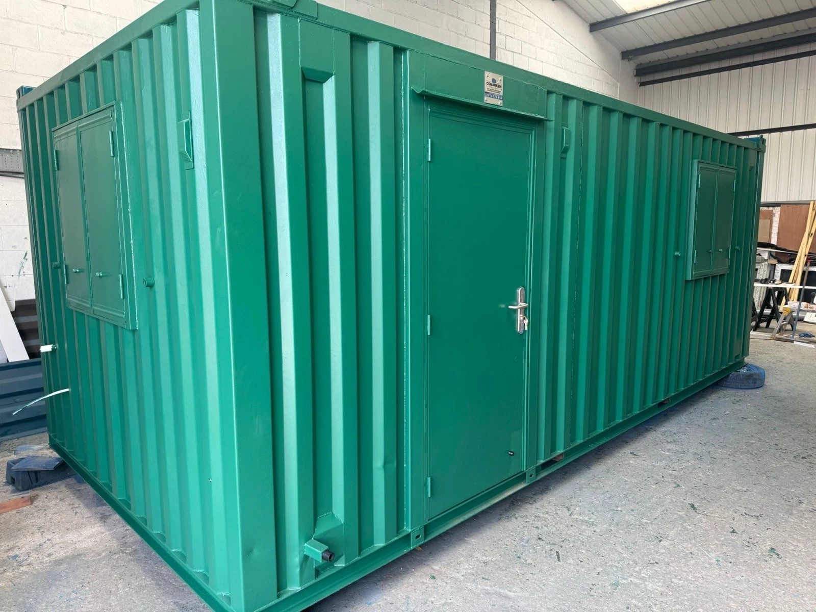 21ft x 9ft 6” welfare site office with kitchen anti vandal. shipping container
