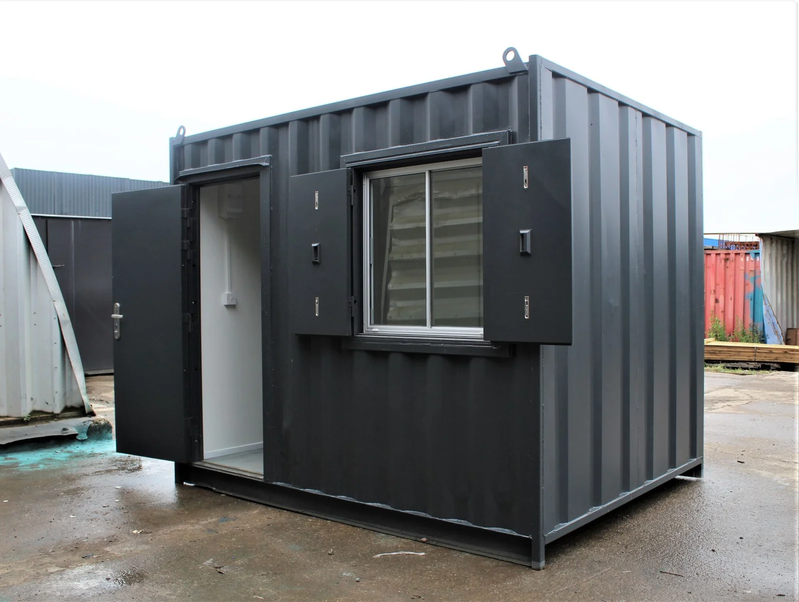 10 ft Office Container – Insulated with Melamine Interior, Vinyl Flooring, and Electrical Package