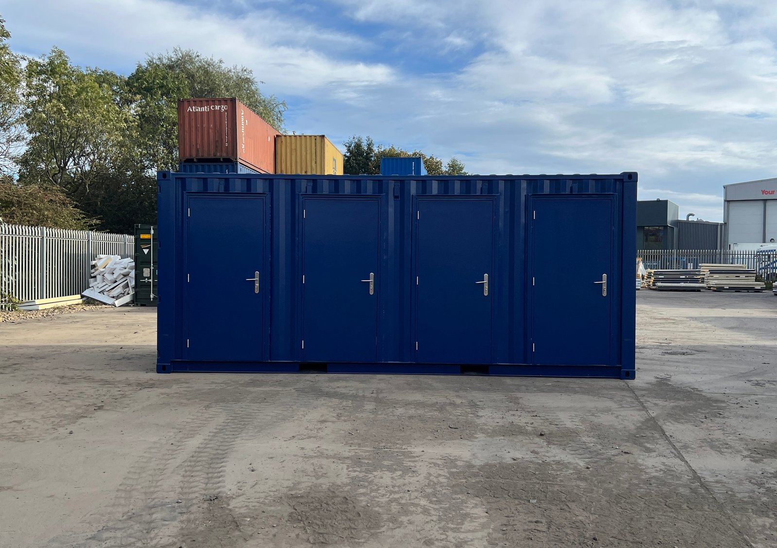 20ft Shipping Container with Four Hinged Steel Doors and Movable Partitions – Blue - Image 5