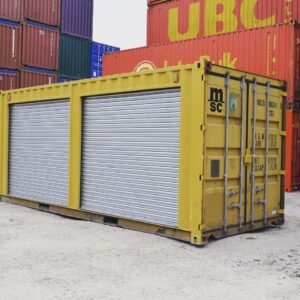 20ft Used Shipping Container with Two Side Roll-Up Doors – Yellow